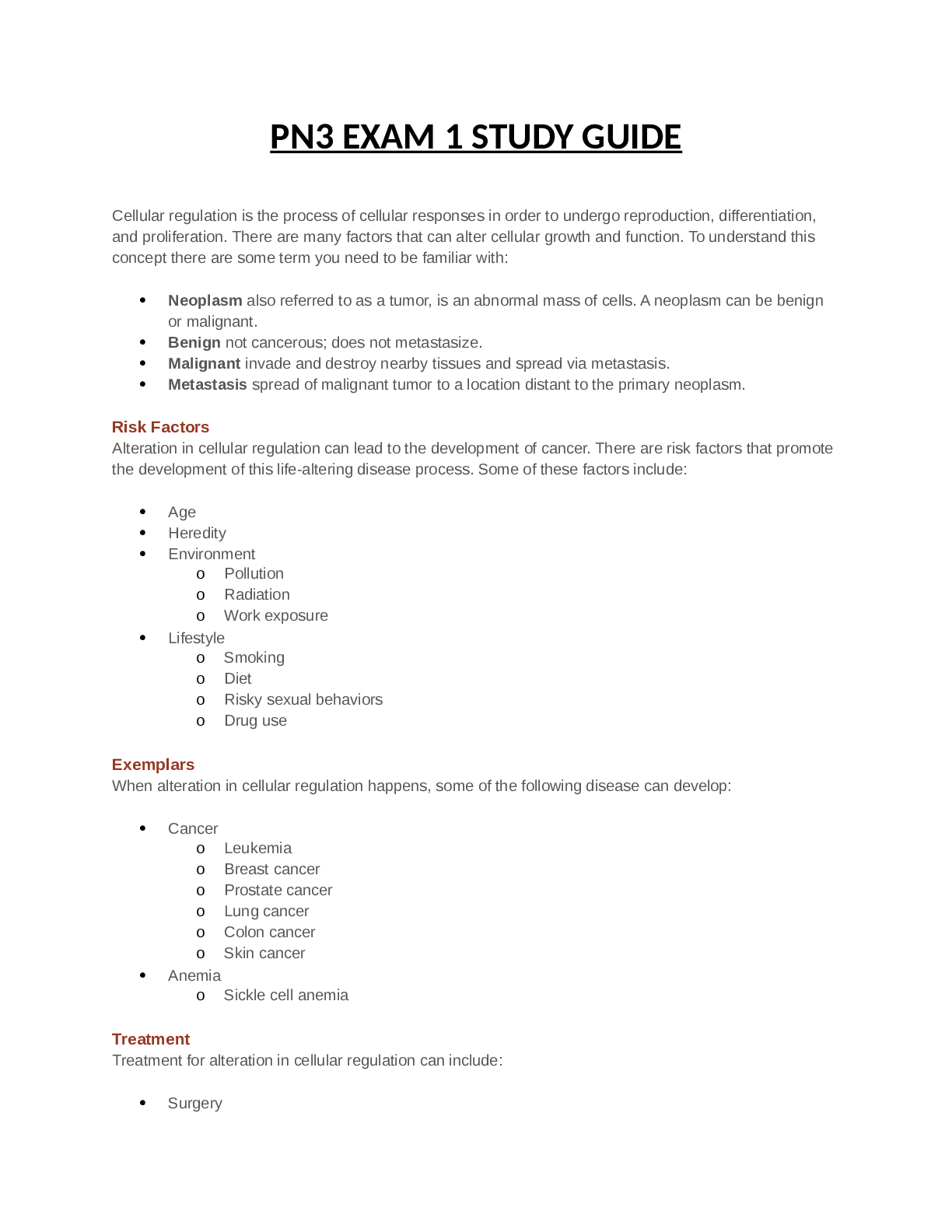 PN3 EXAM 1 STUDY GUIDE