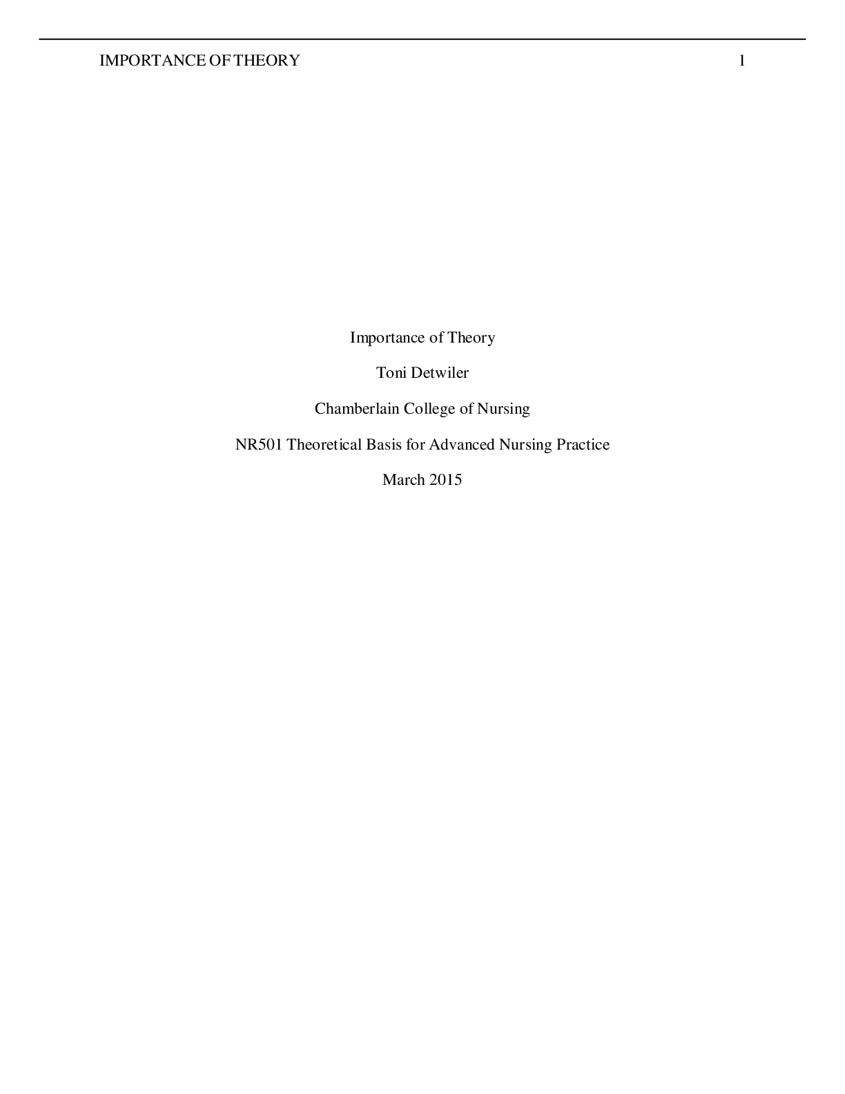 Importance of Nursing Theory