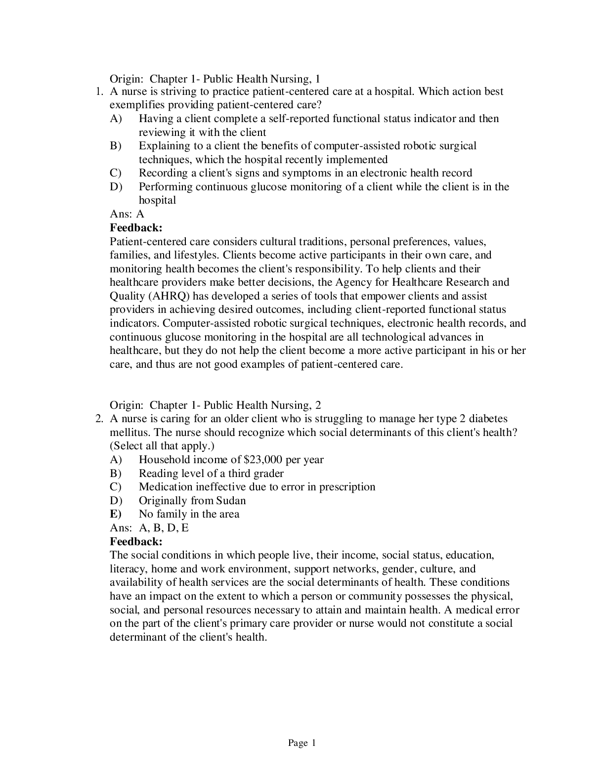 NURSING: TEST BANK (Q&A)