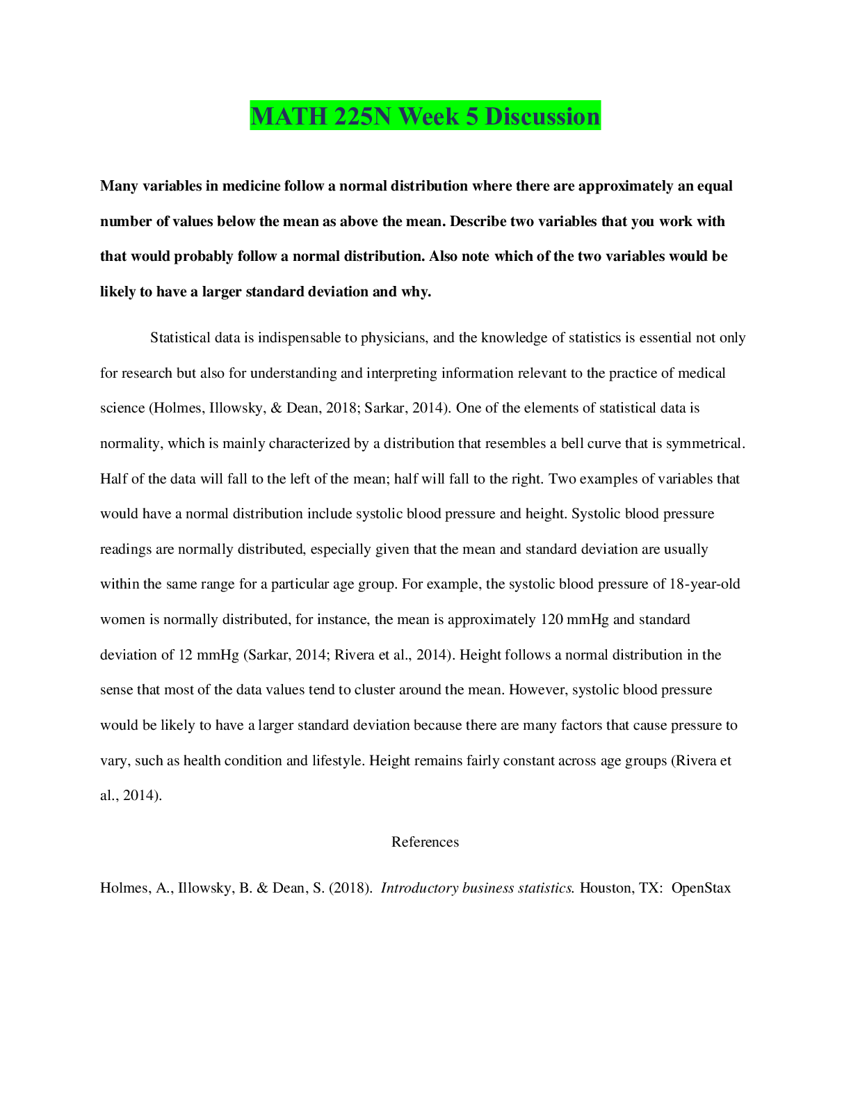 MATH 225N Week 5 Discussion