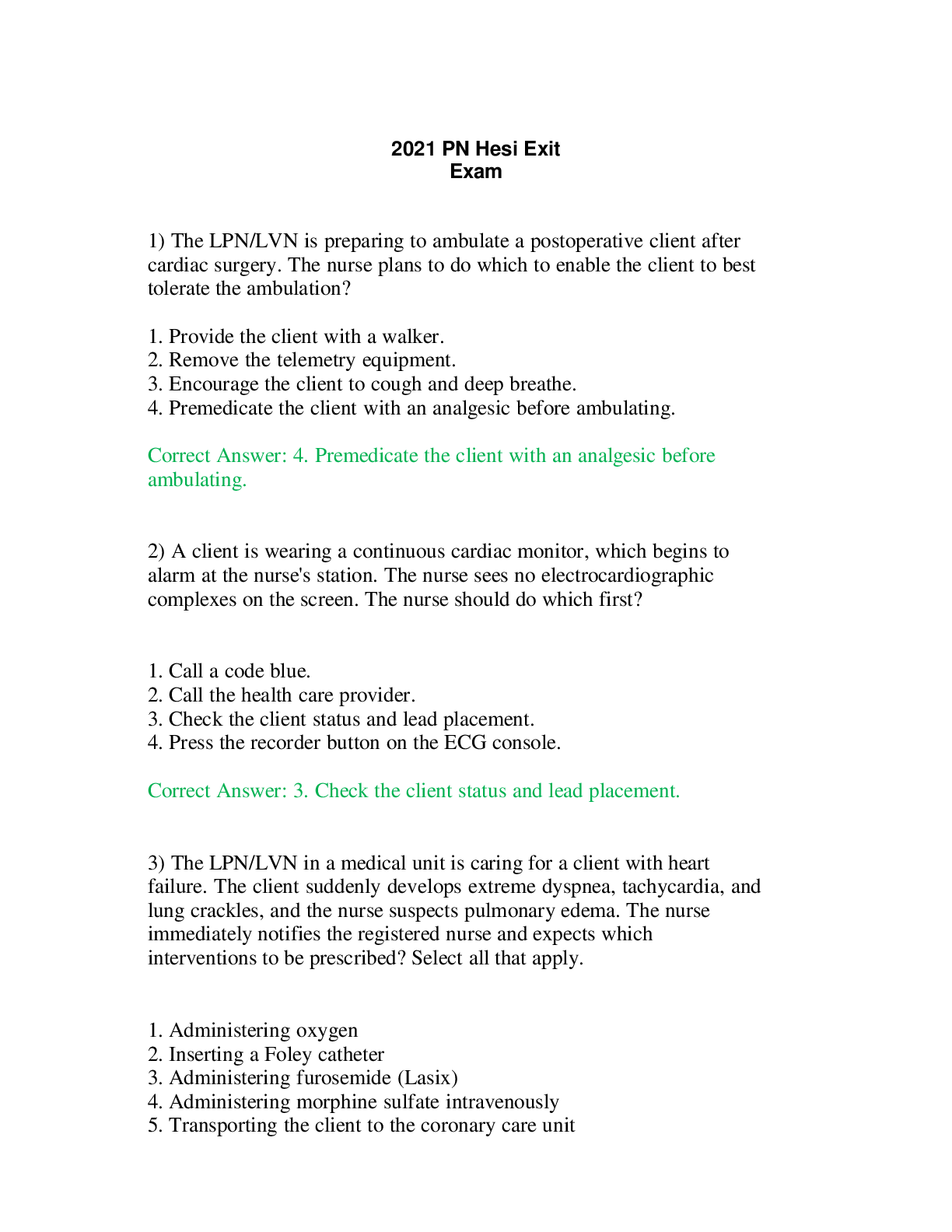 PN Hesi Exit Exam 2021