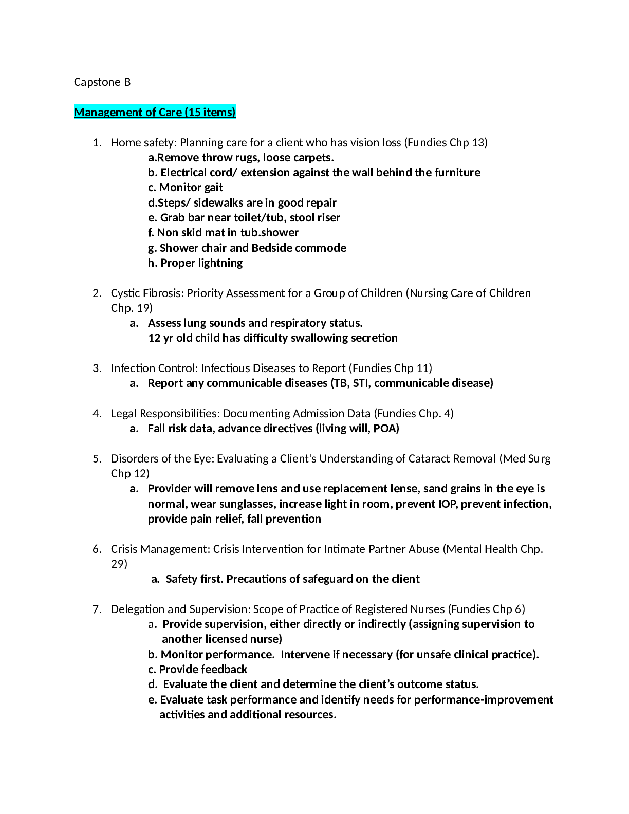 Capstone A and B study guide