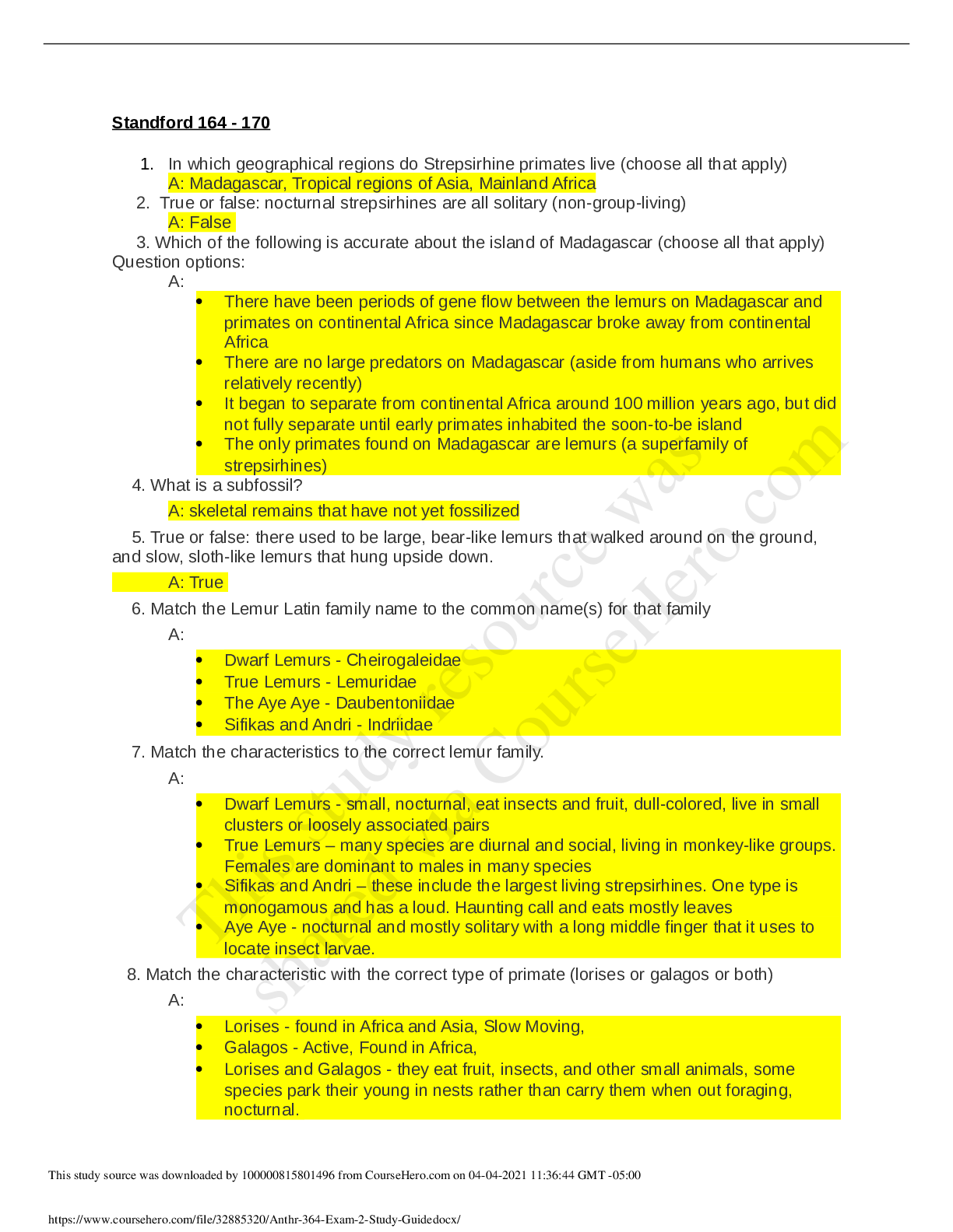 Anthr 364 Exam 2 Study Guide