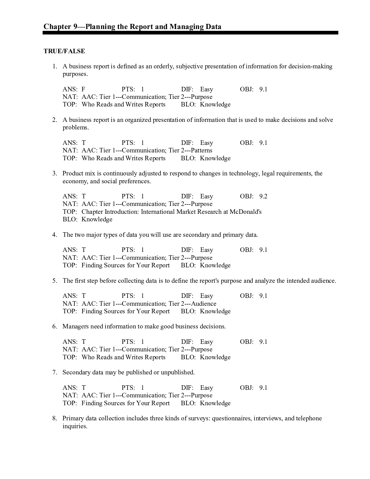 Chapter 9—Planning the Report and Managing Data