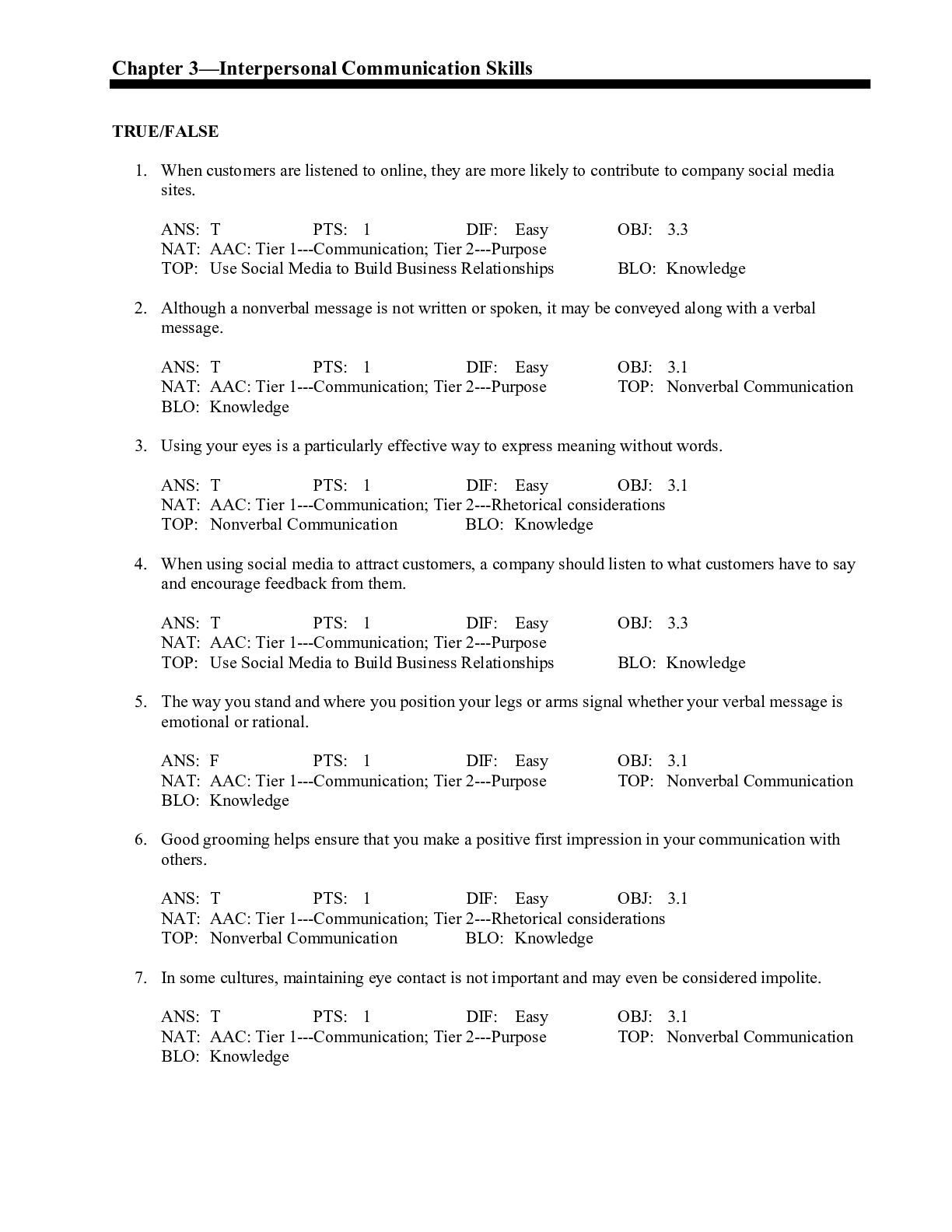 Chapter 3—Interpersonal Communication Skills