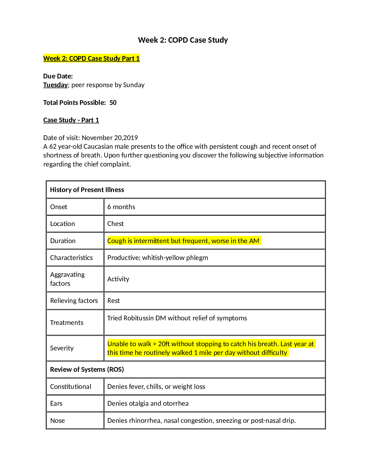 COPD Case Study (Week 2)