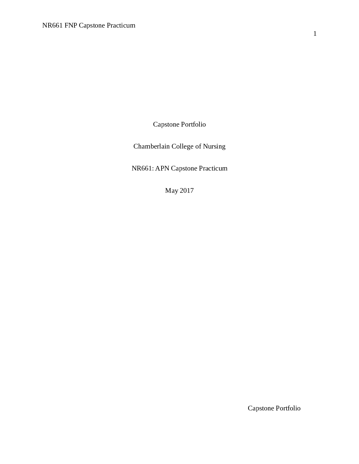 FNP Capstone Practicum  1 (NR661 )
