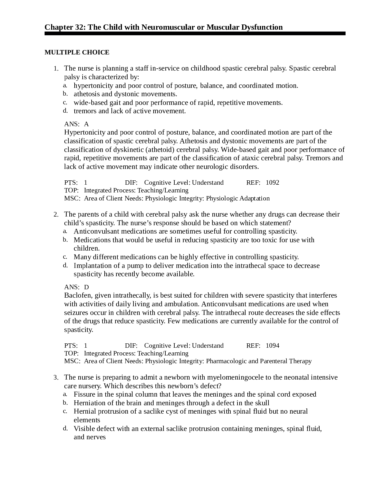 The Child with Neuromuscular or Muscular Dysfunction (Chapter 32)