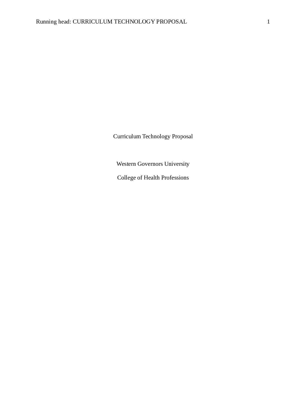 CURRICULUM TECHNOLOGY PROPOSAL