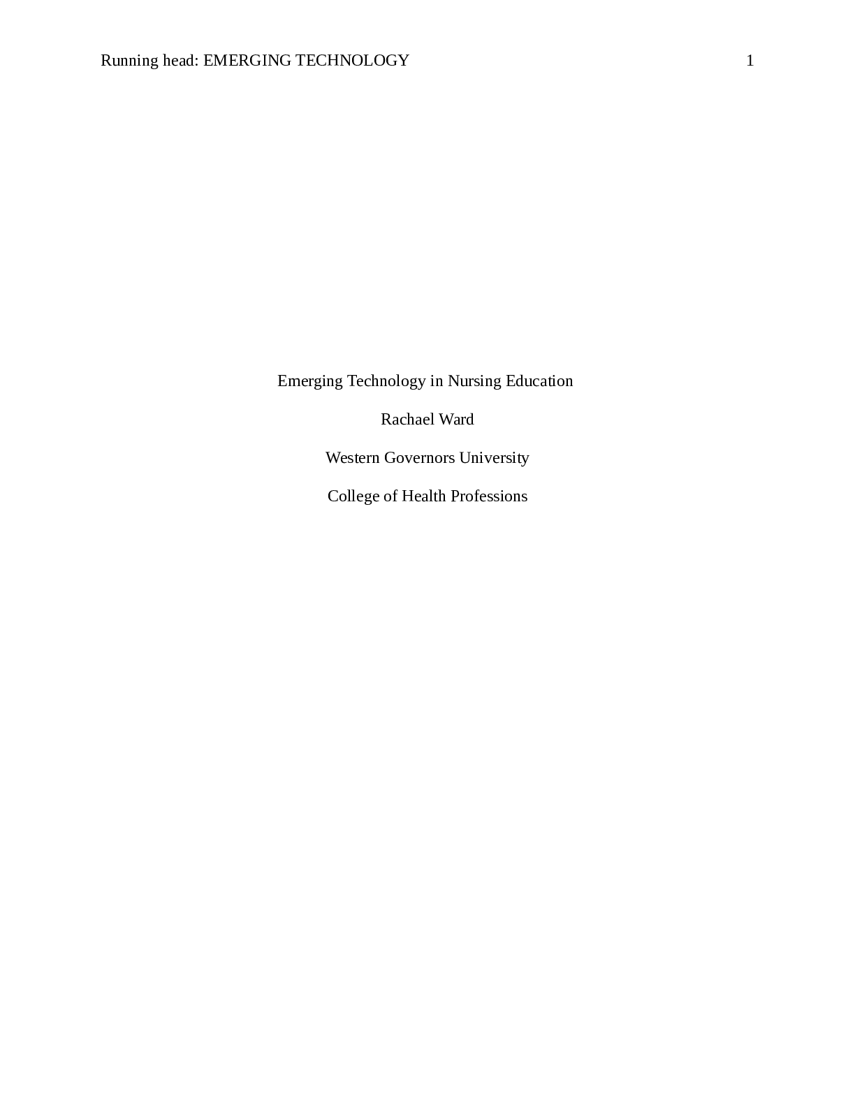 Emerging Technology in Nursing Education