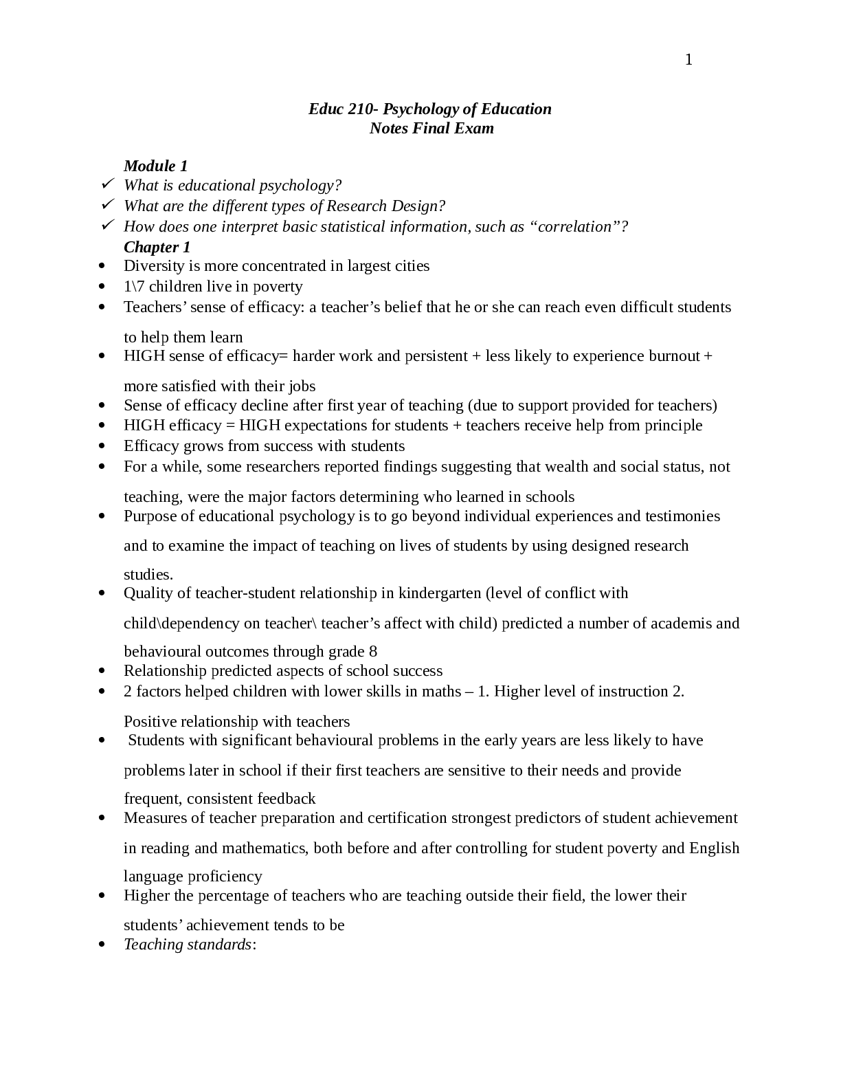 Psychology of Education  Notes Final Exam (Educ 210)