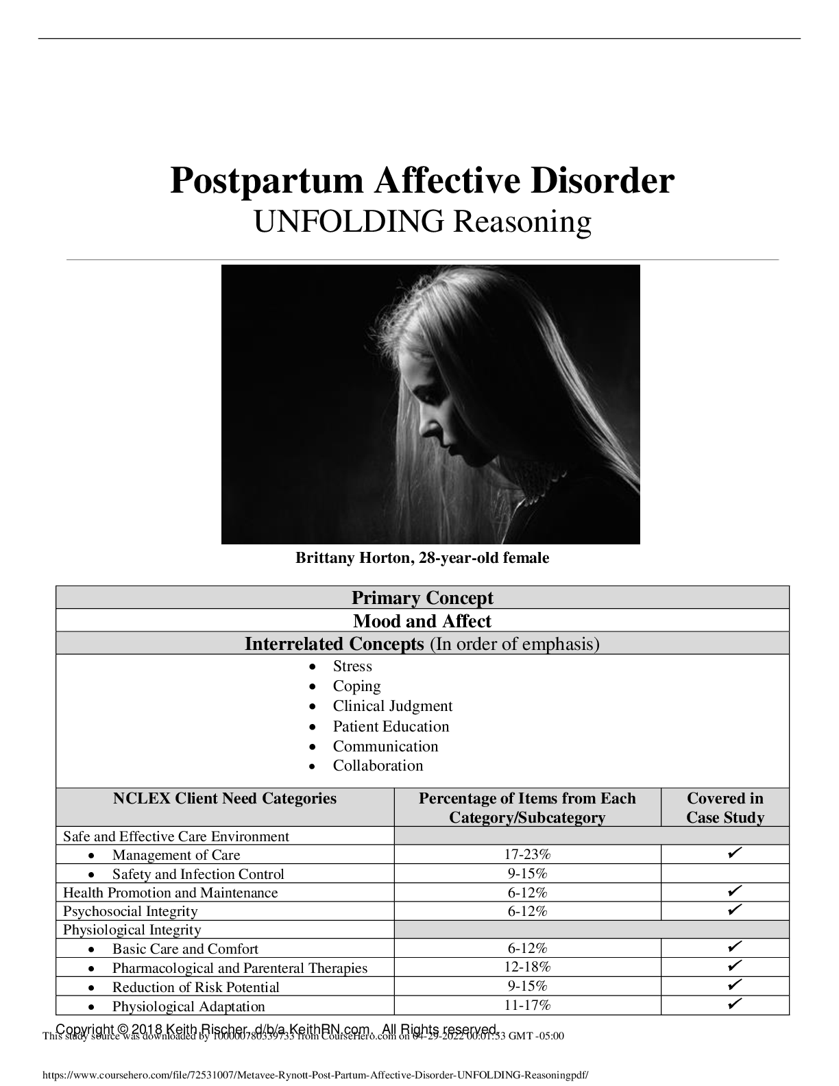 Postpartum Affective Disorder UNFOLDING Reasoning