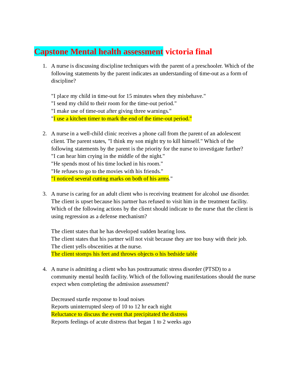 Capstone Mental health assessment victoria final