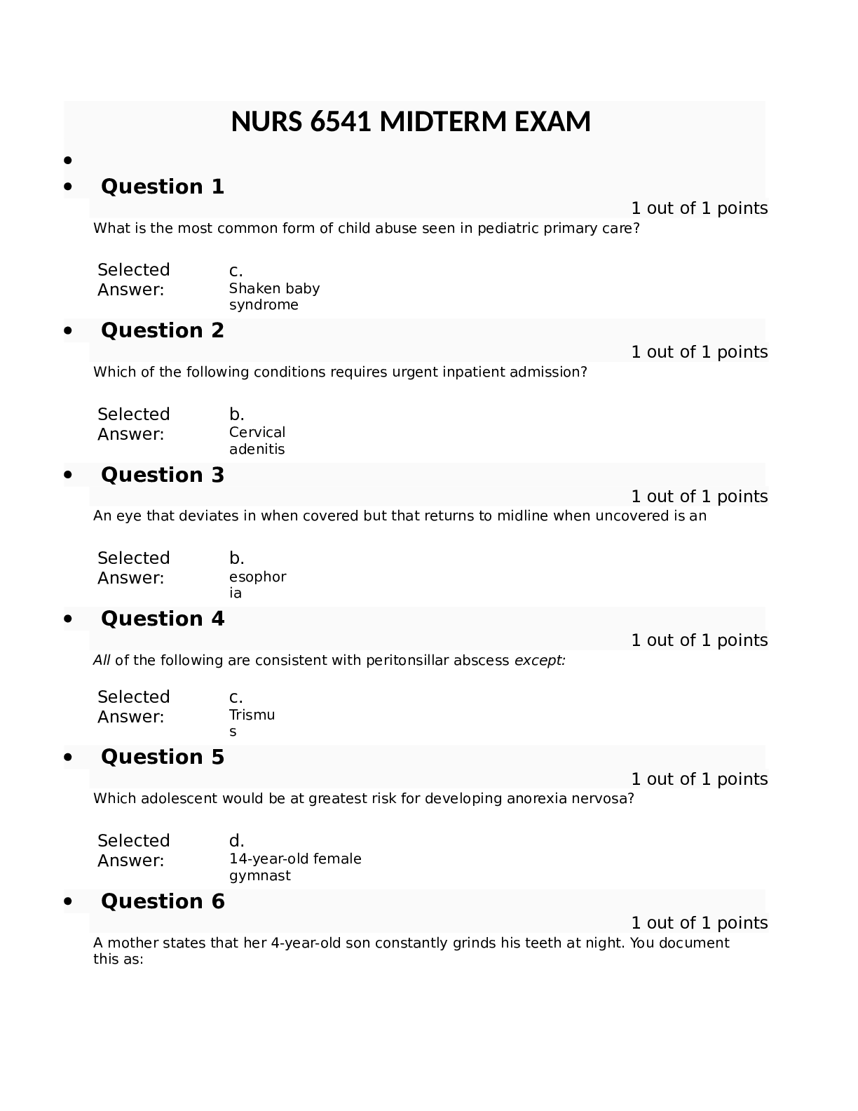 NURS 6541 MIDTERM EXAM