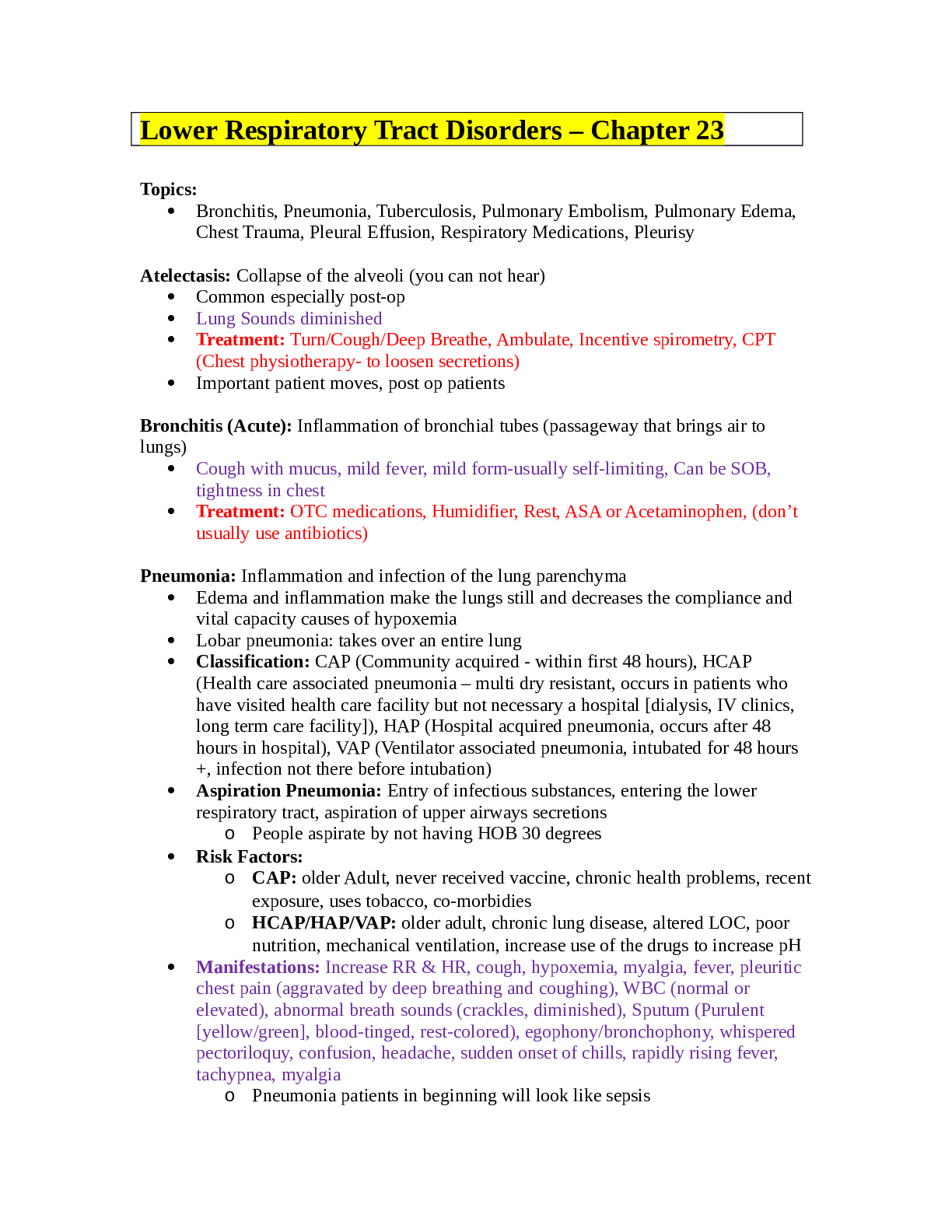 Lower Respiratory Tract Disorders – Chapter 23
