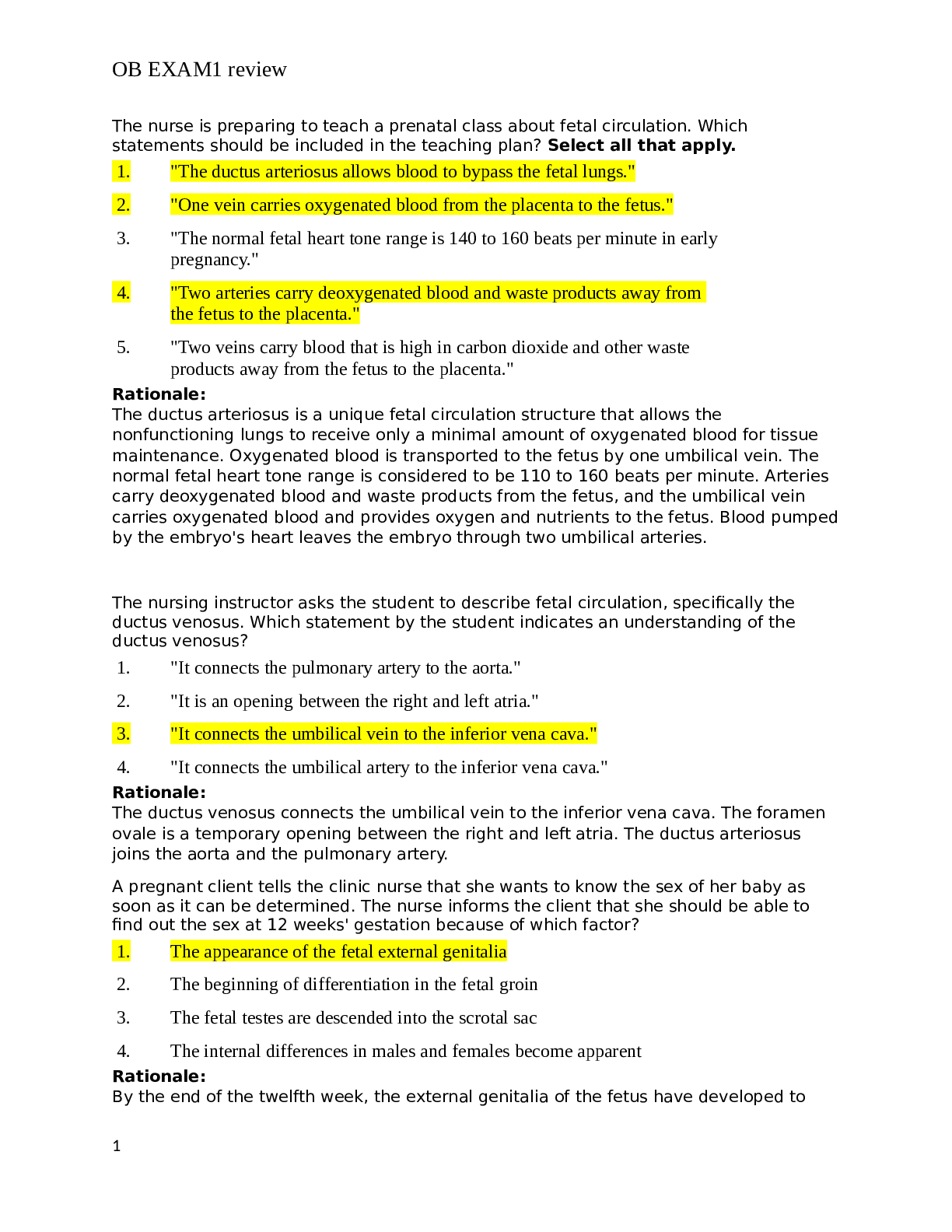NCLEX OB EXAM1 review