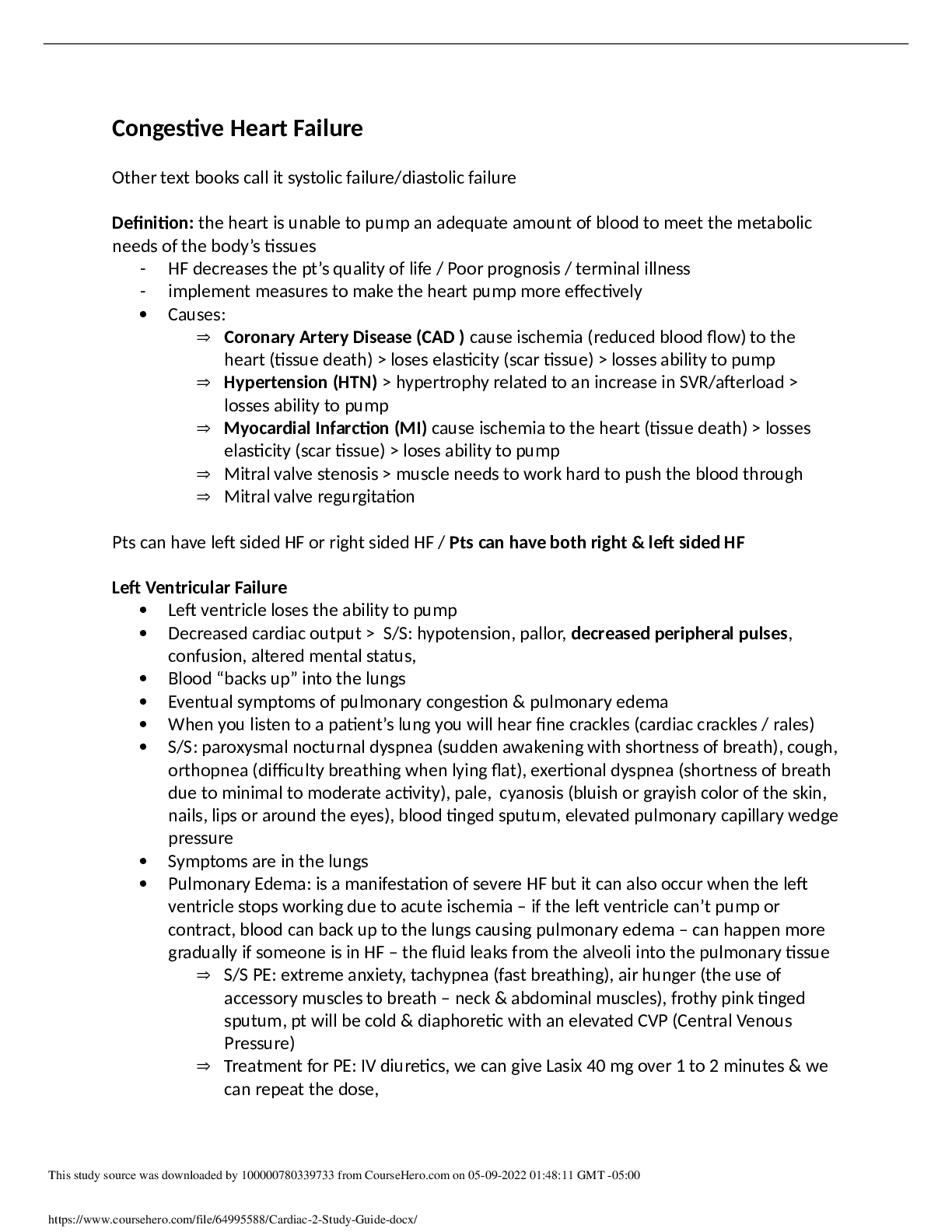 Cardiac 2 Study Guide