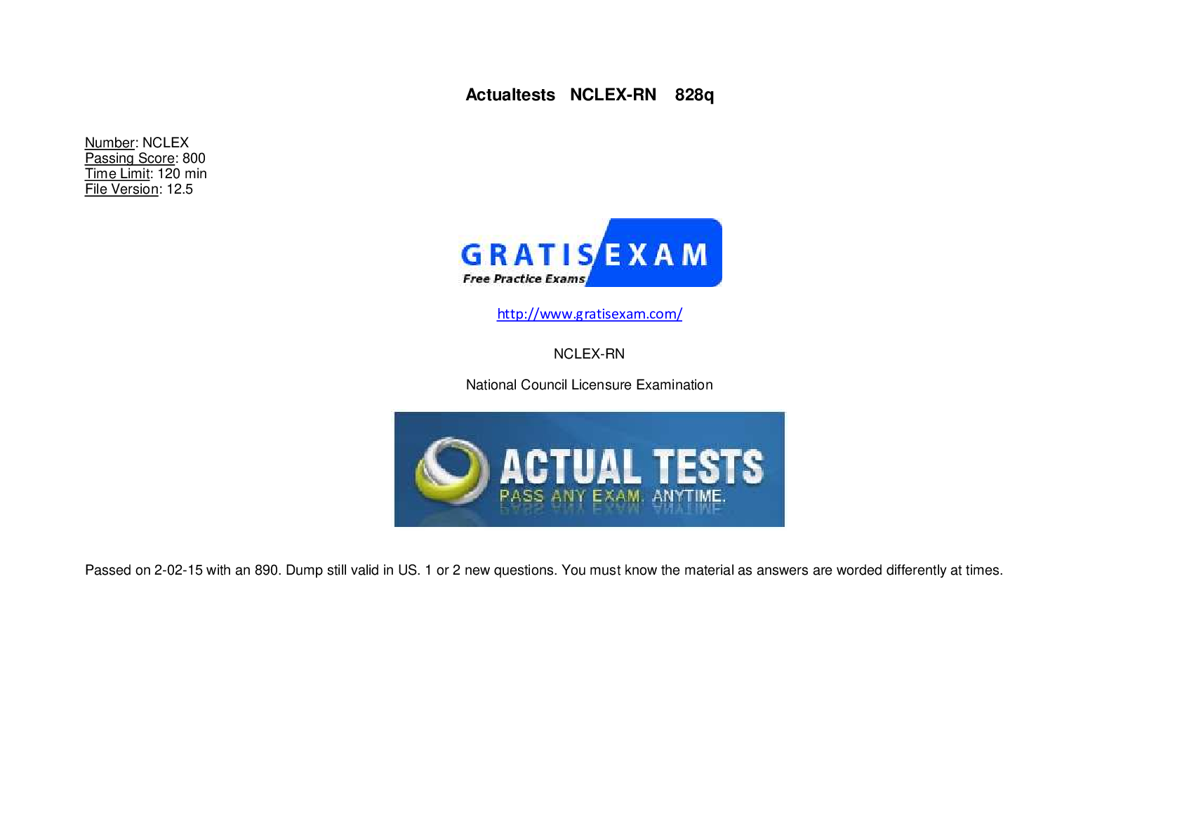 Actual tests NCLEX-RN 828q