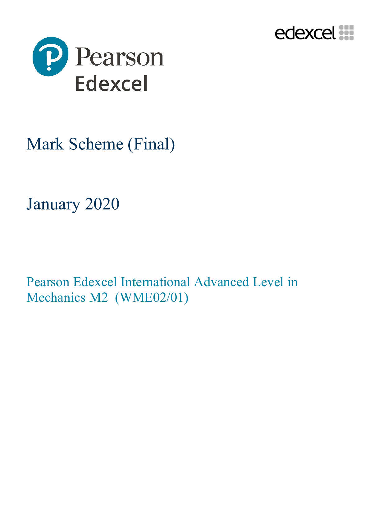 Pearson Edexcel International Advanced Level in  Mechanics M2 (WME02/01)