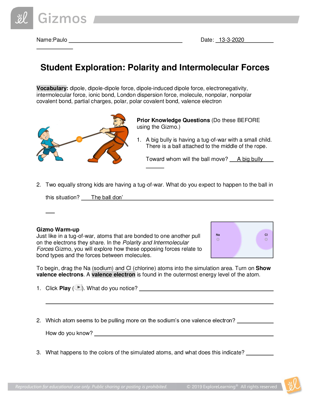 Student Exploration: Polarity and Intermolecular Forces