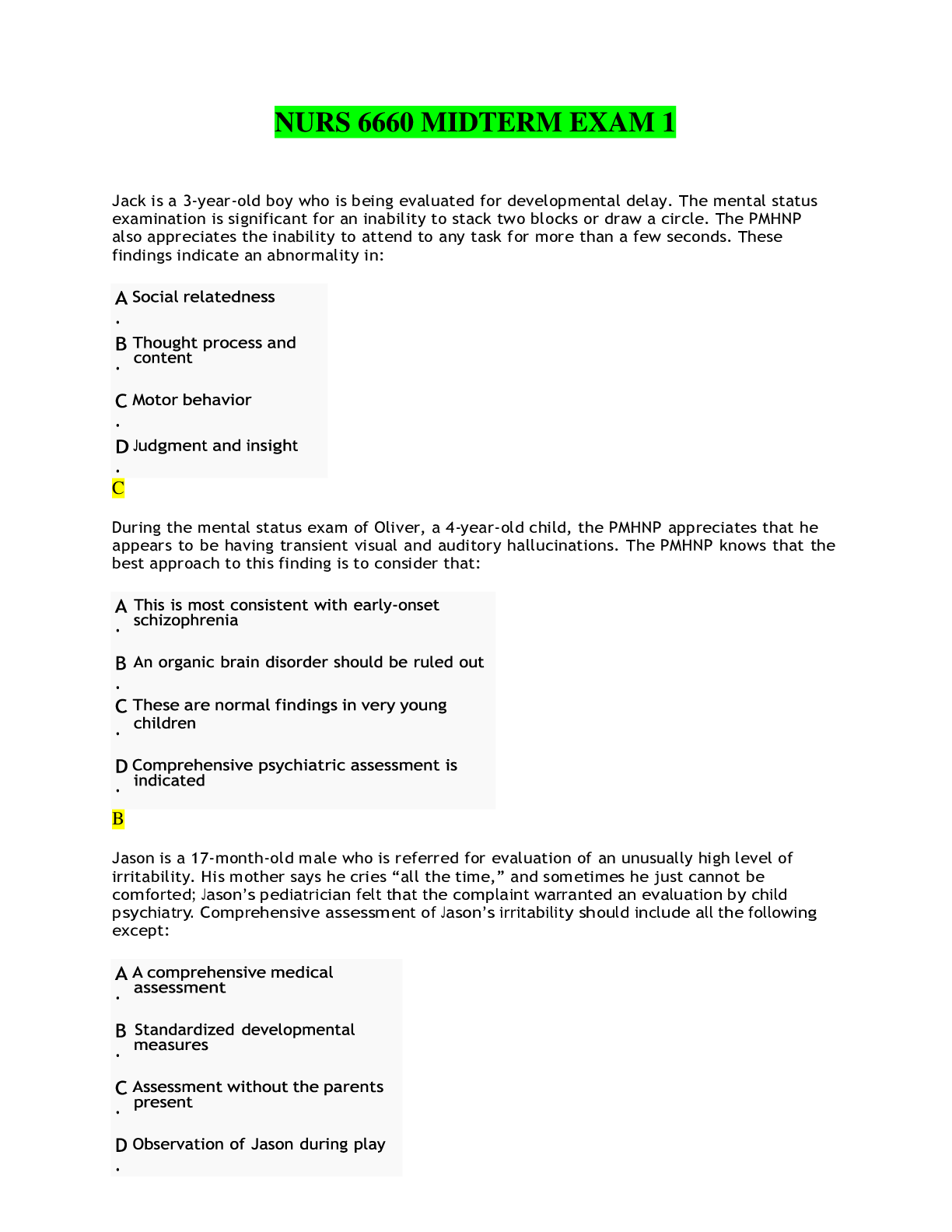 NURS 6660 MIDTERM EXAM 1