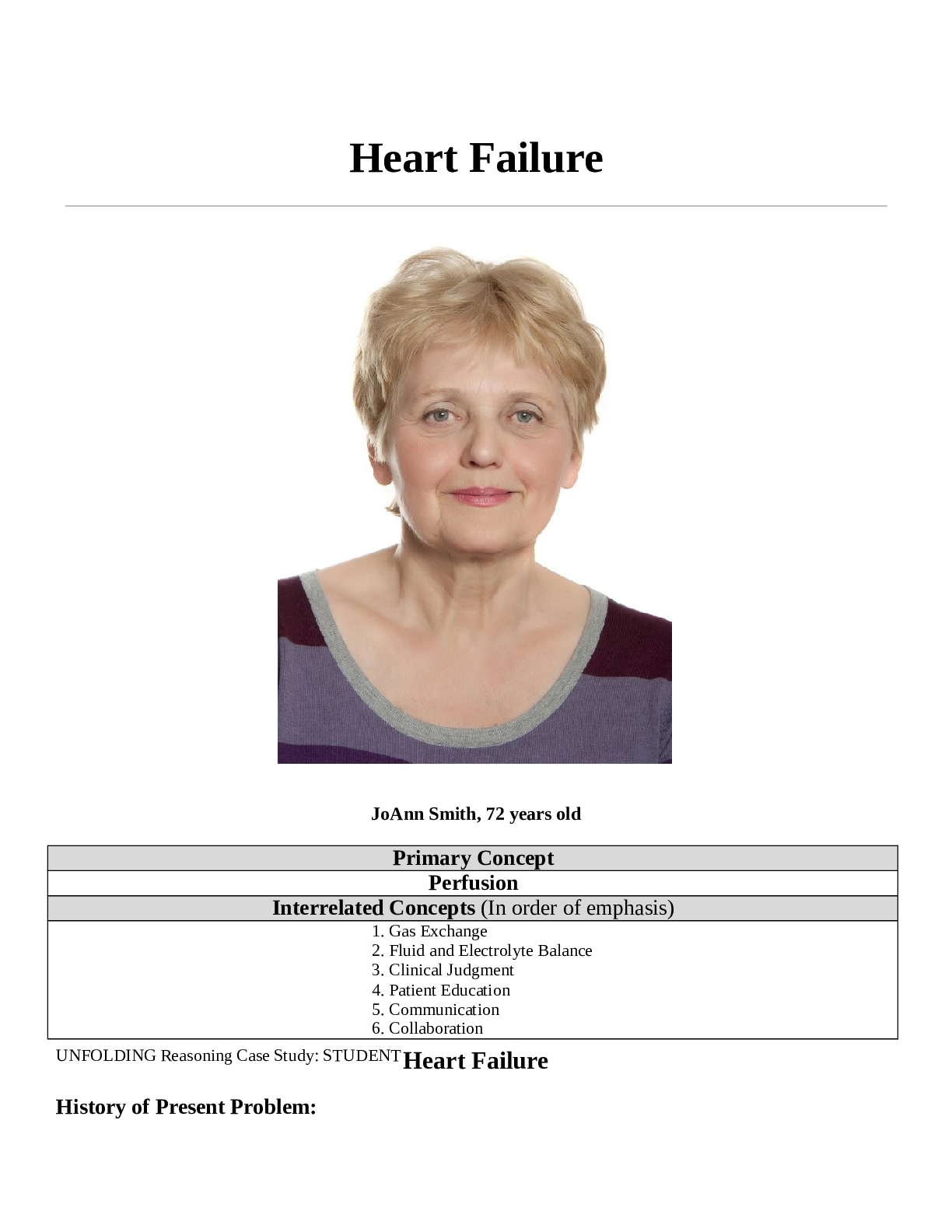 CS Heart Failure case study (JoAnn Smith, 72 years old)