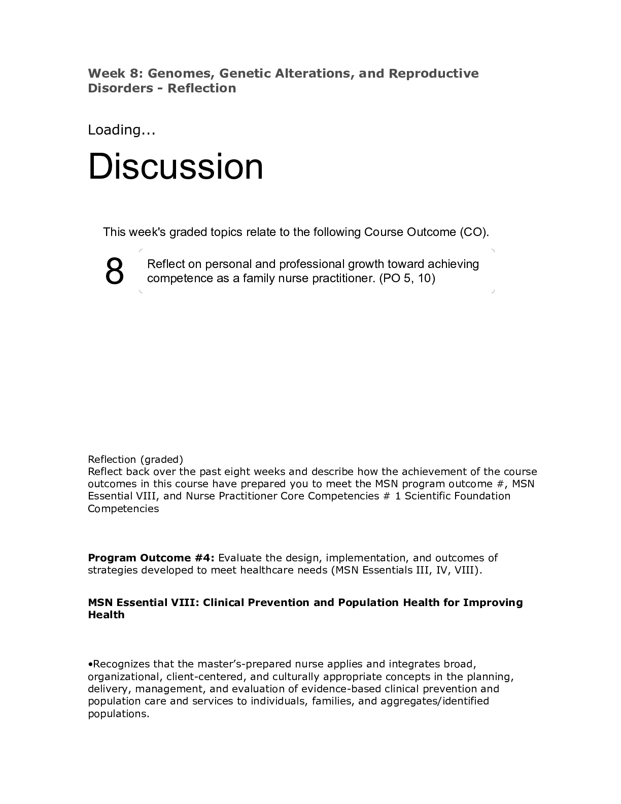Genomes, GeDisorders - Reflection (Week 8)