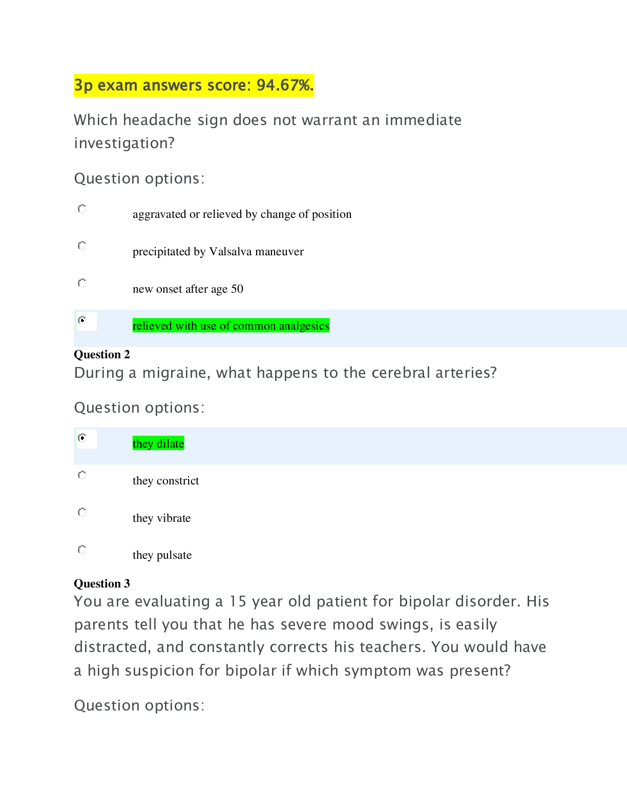 3p exam answers score 94.67%.
