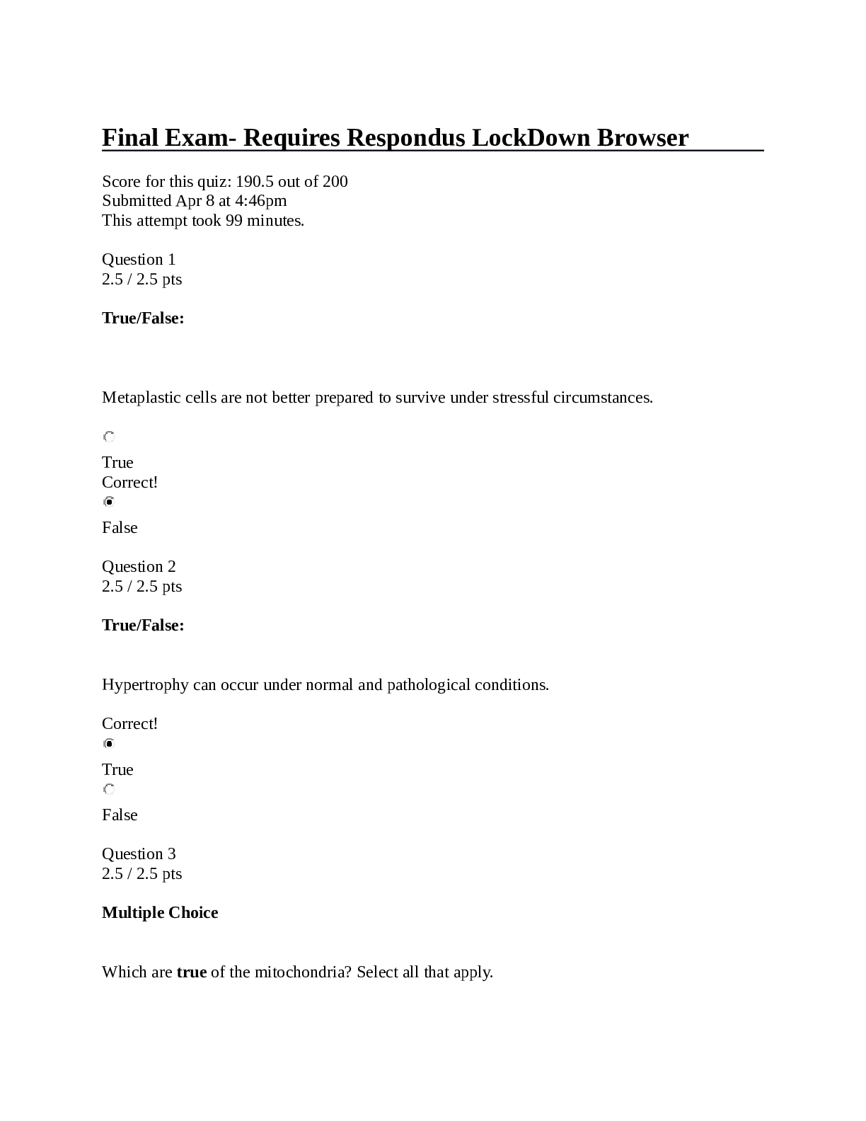 Final Exam Requires Respondus LockDown Browser