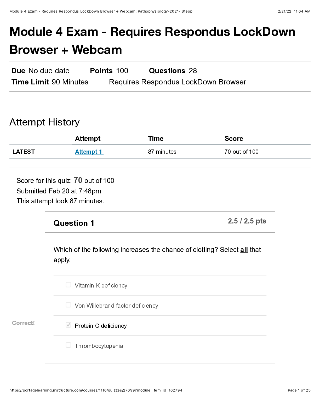 Pathophysiology Module 4 Exam Requires Respondus LockDown Browser 2021