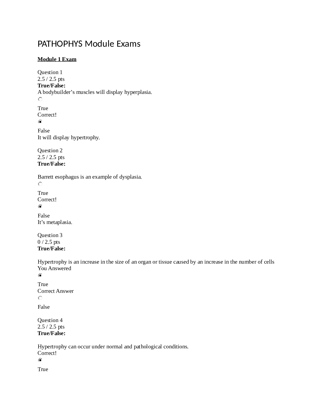 PATHOPHYS All Module Exams