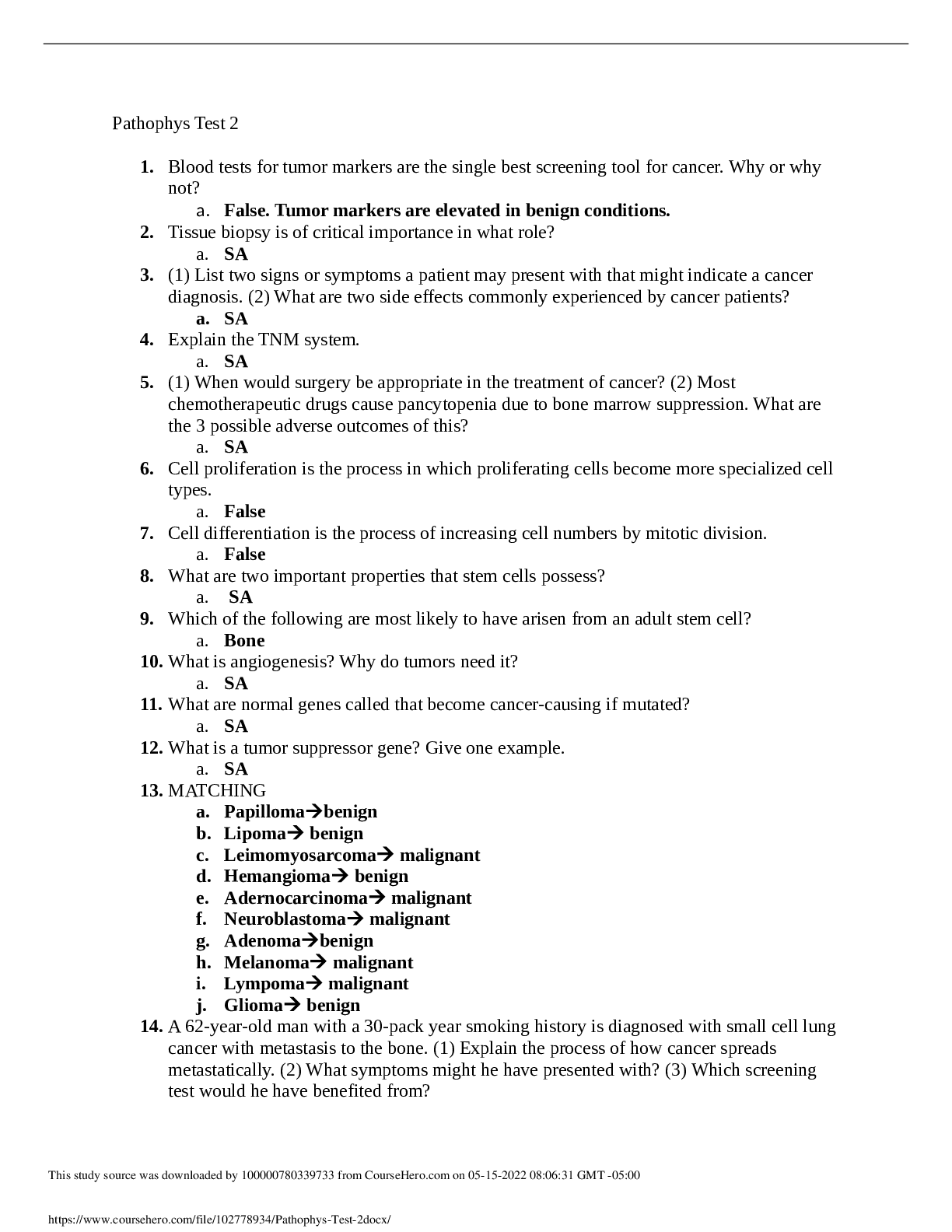 Pathophys Test 2