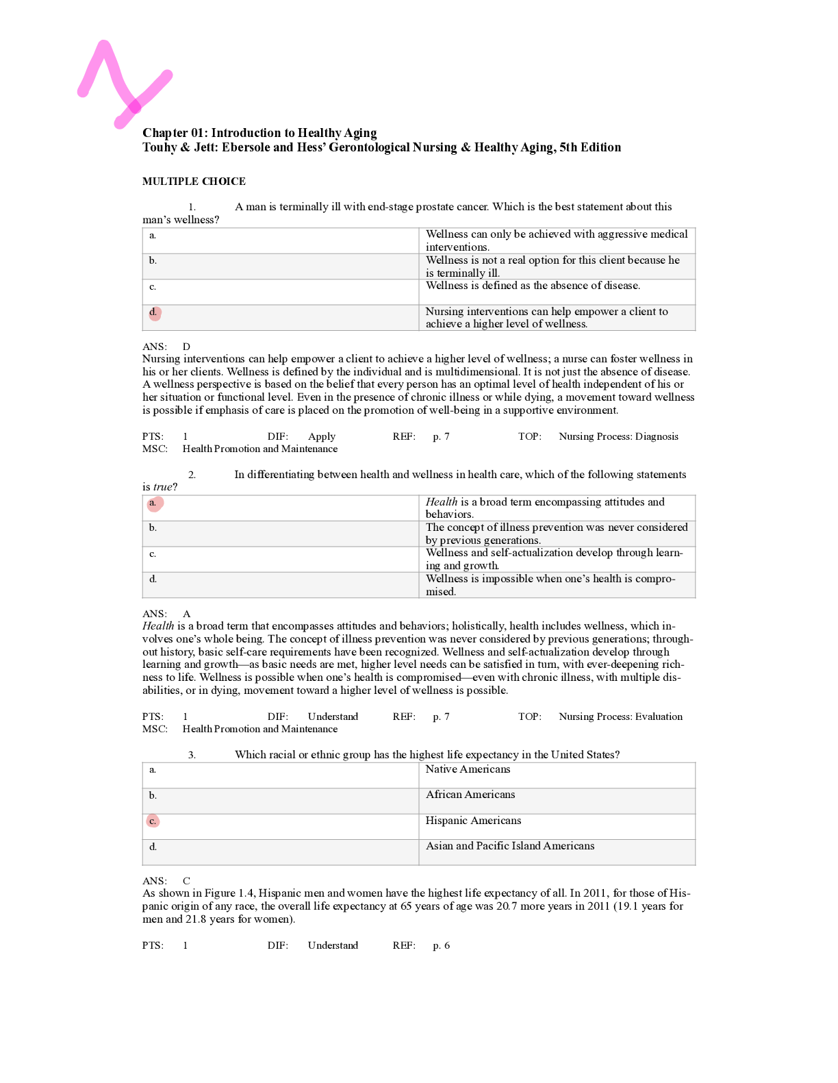 Aging test bank
