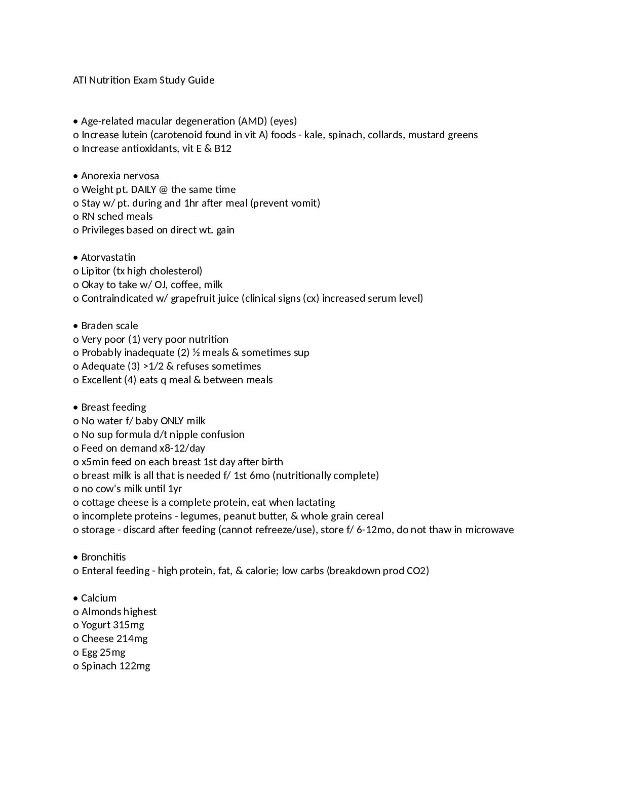ATI Nutrition Exam Study Guide