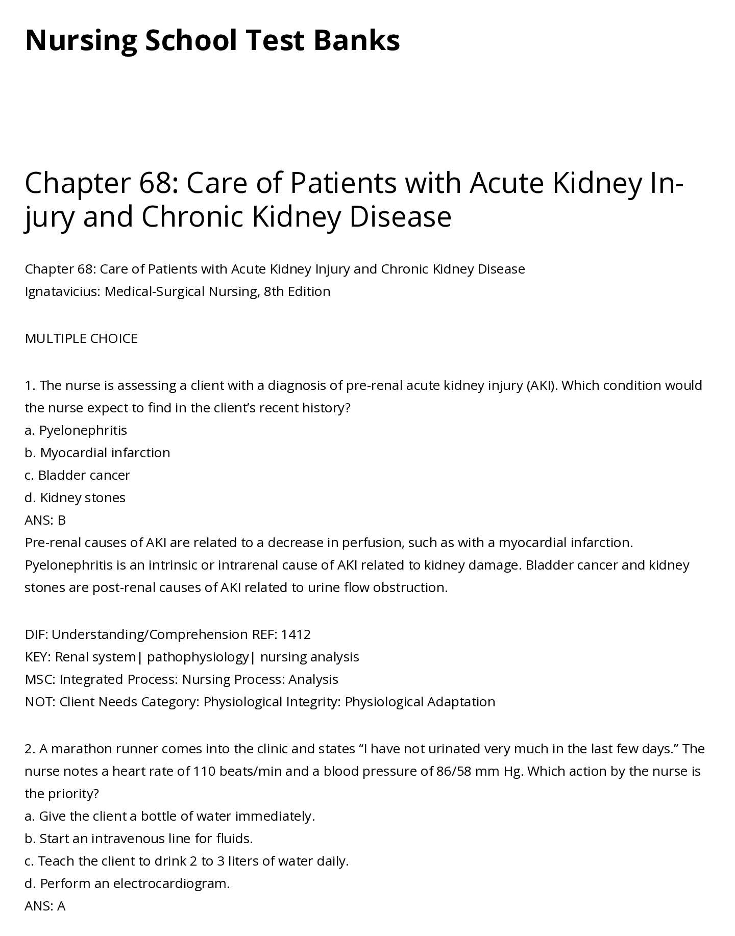 Care of Patients with Acute Kidney In- jury and Chronic Kidney Disease (Chapter 68)