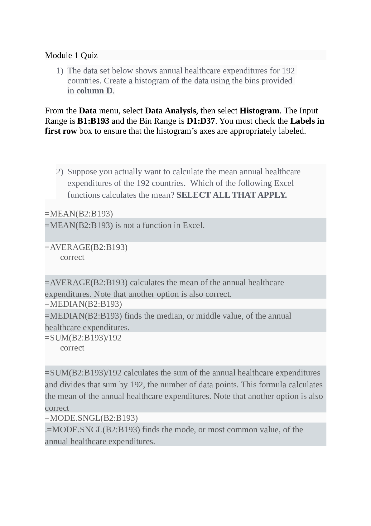 Data analytics quizzes