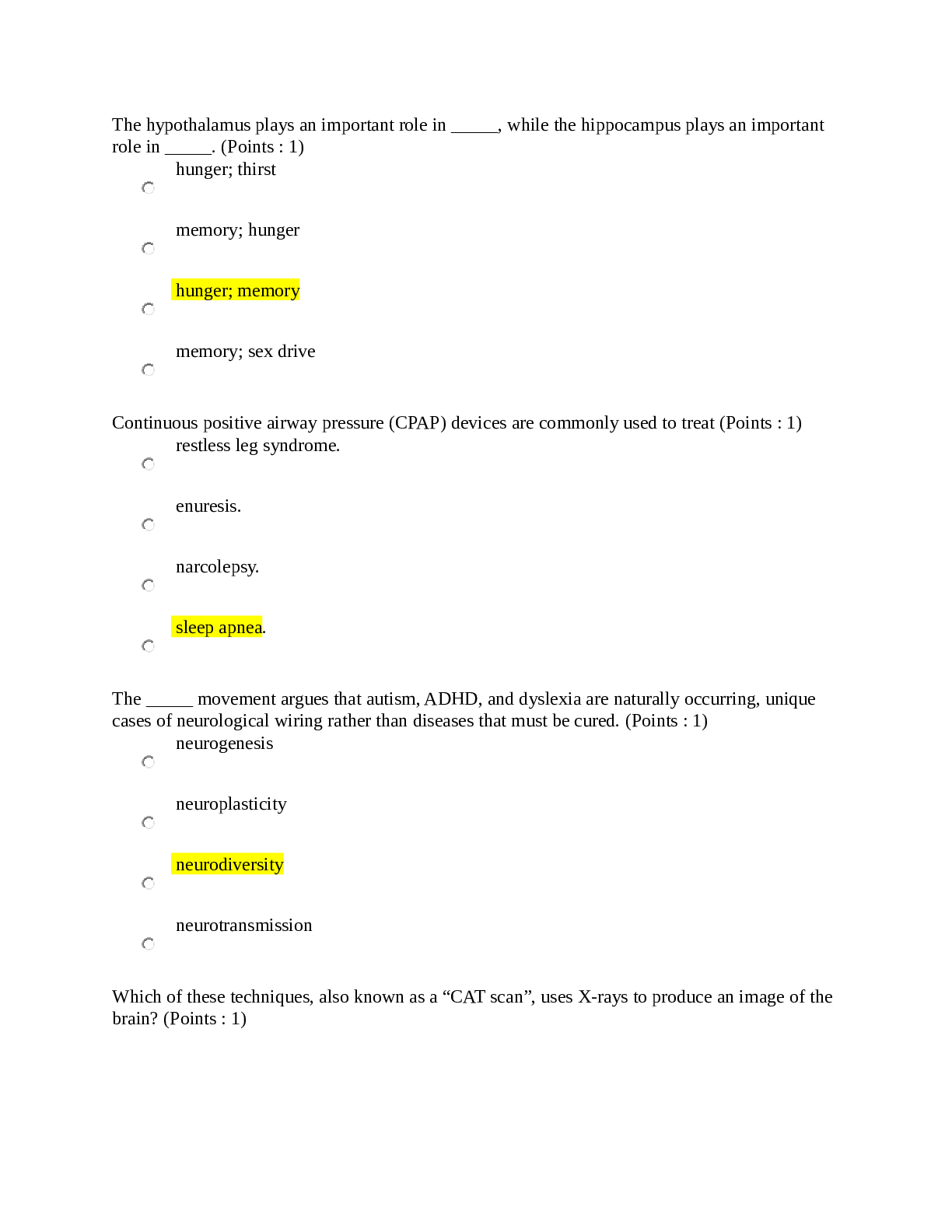 PSY101 Week 2 Quiz Part A