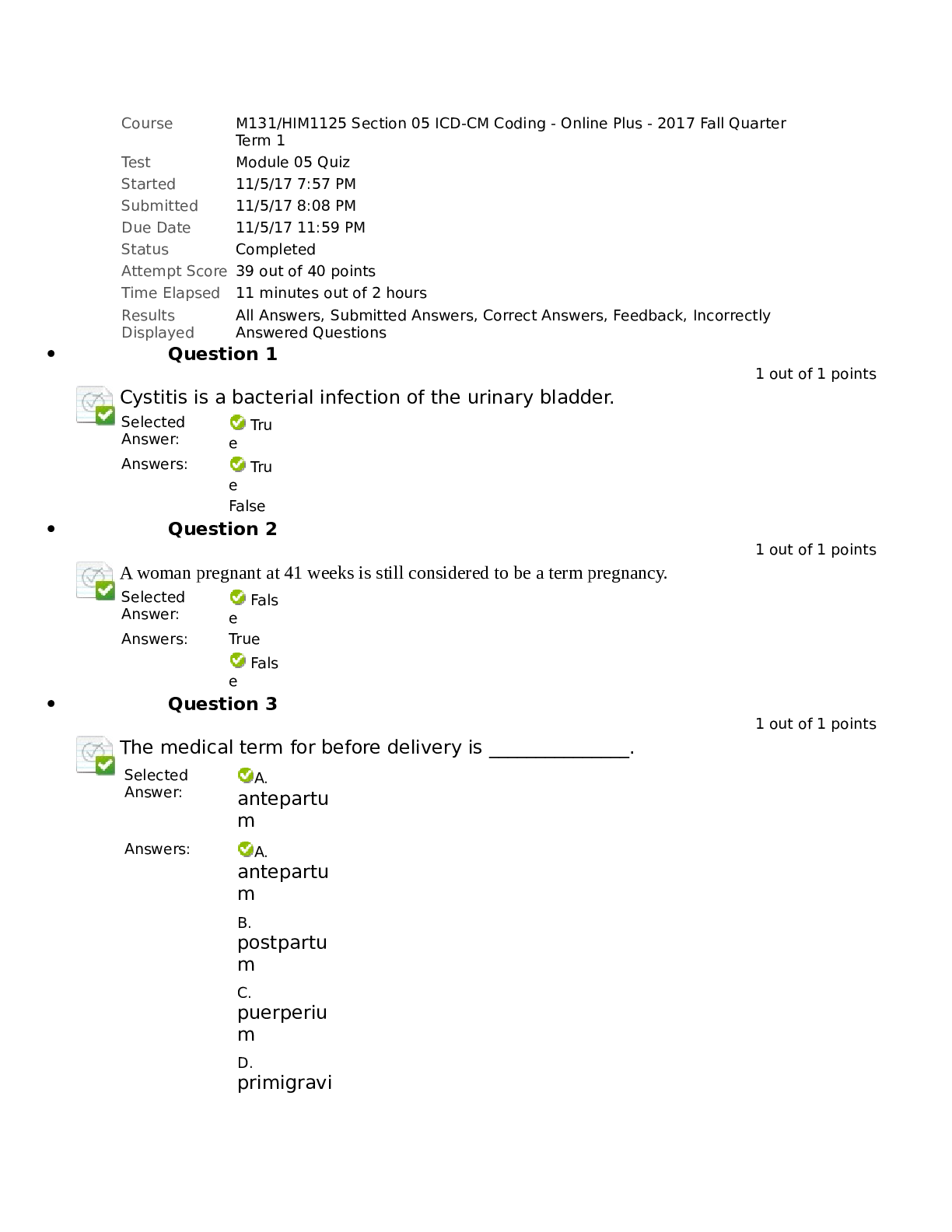 ICD10Cm Module 5 quiz