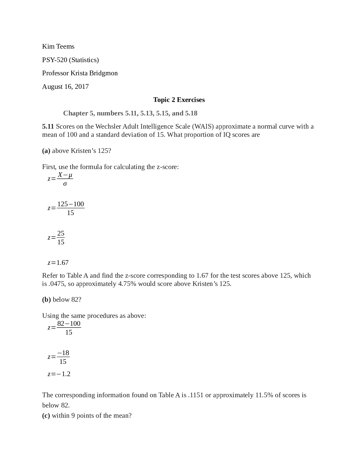 PSY-520 (Statistics)
