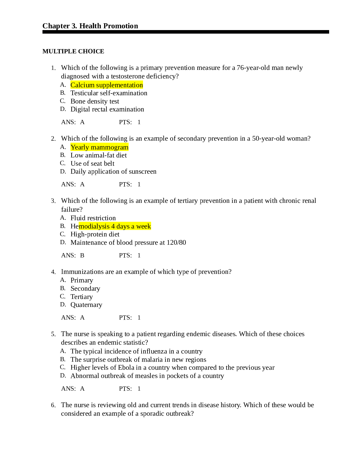 Health Promotion Dunphy test bank