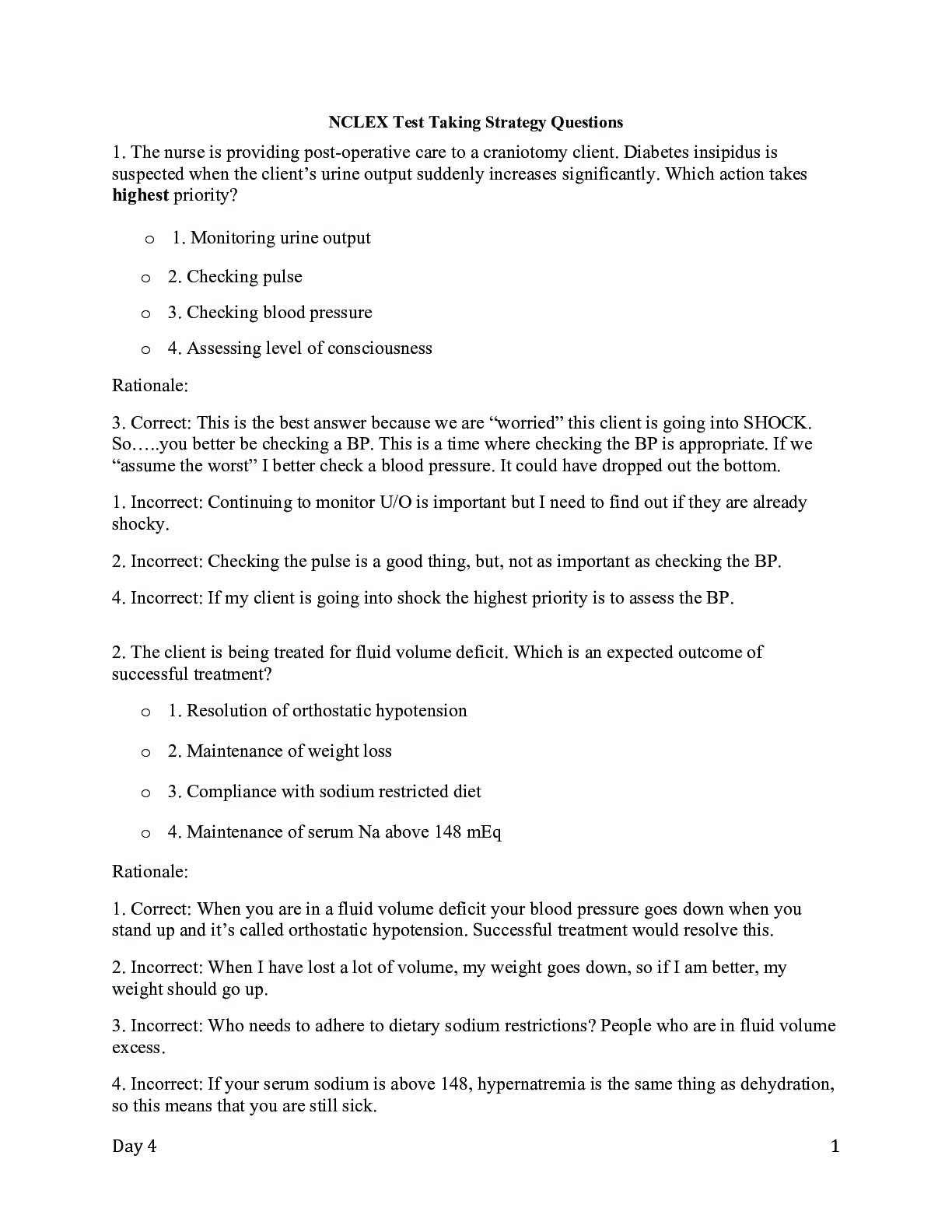 Hurst NCLEX Test Taking Strategy Questions with  Rationale 06 2011
