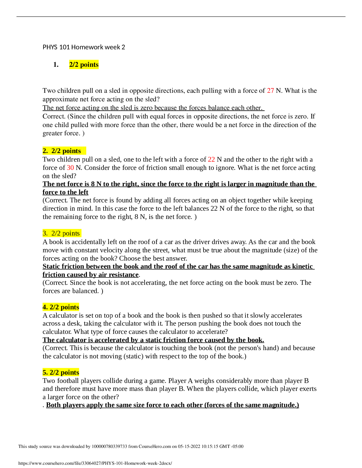 PHYS 101 Homework week 2