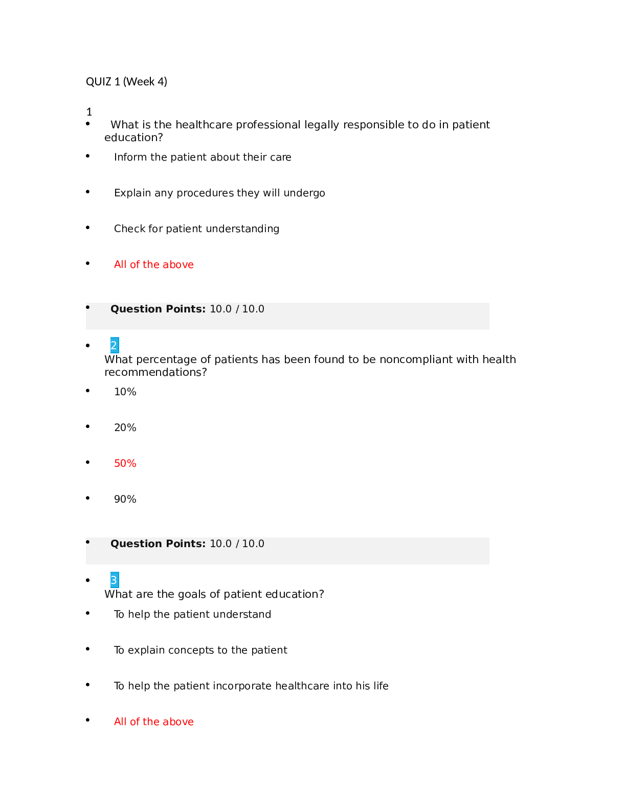 Patient Rights And Ethics Quiz 1&2 week 4