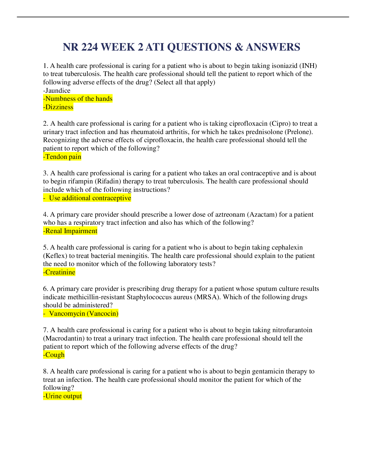 NR 224 WEEK 2 ATI QUESTIONS & ANSWERS