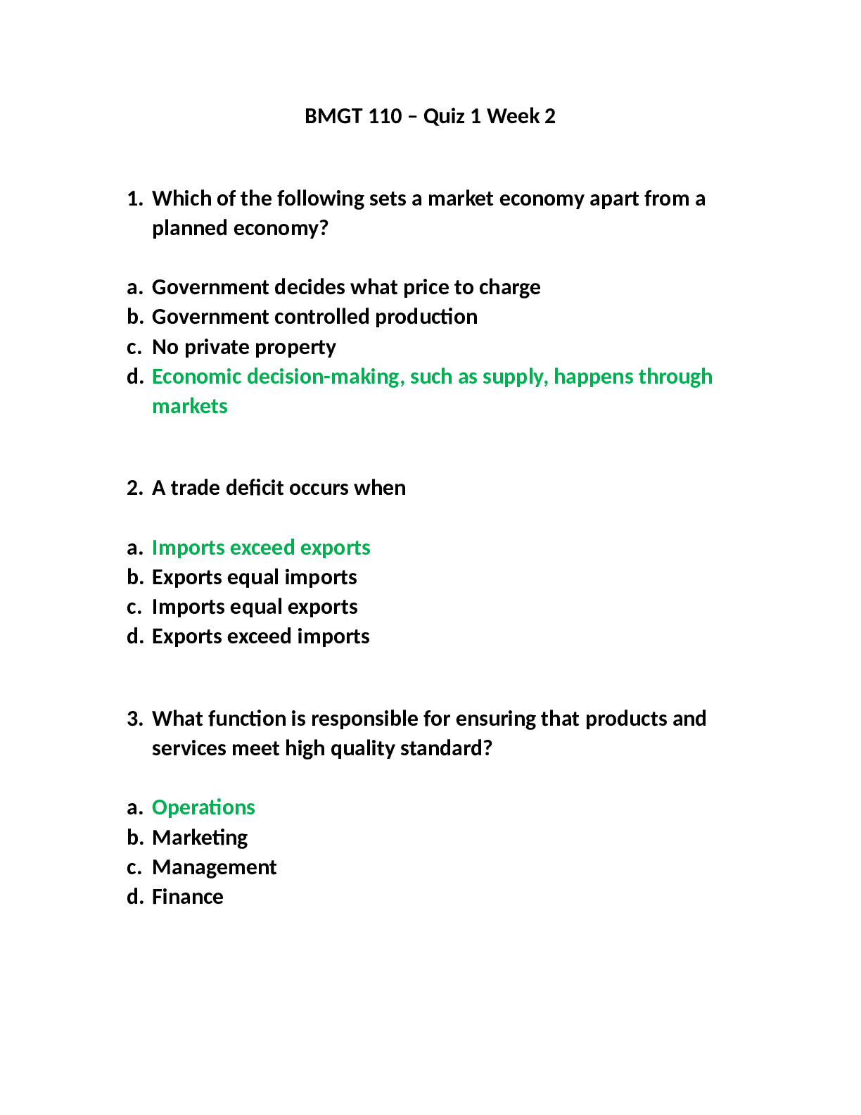 BMGT 110 – Quiz 1 Week 2