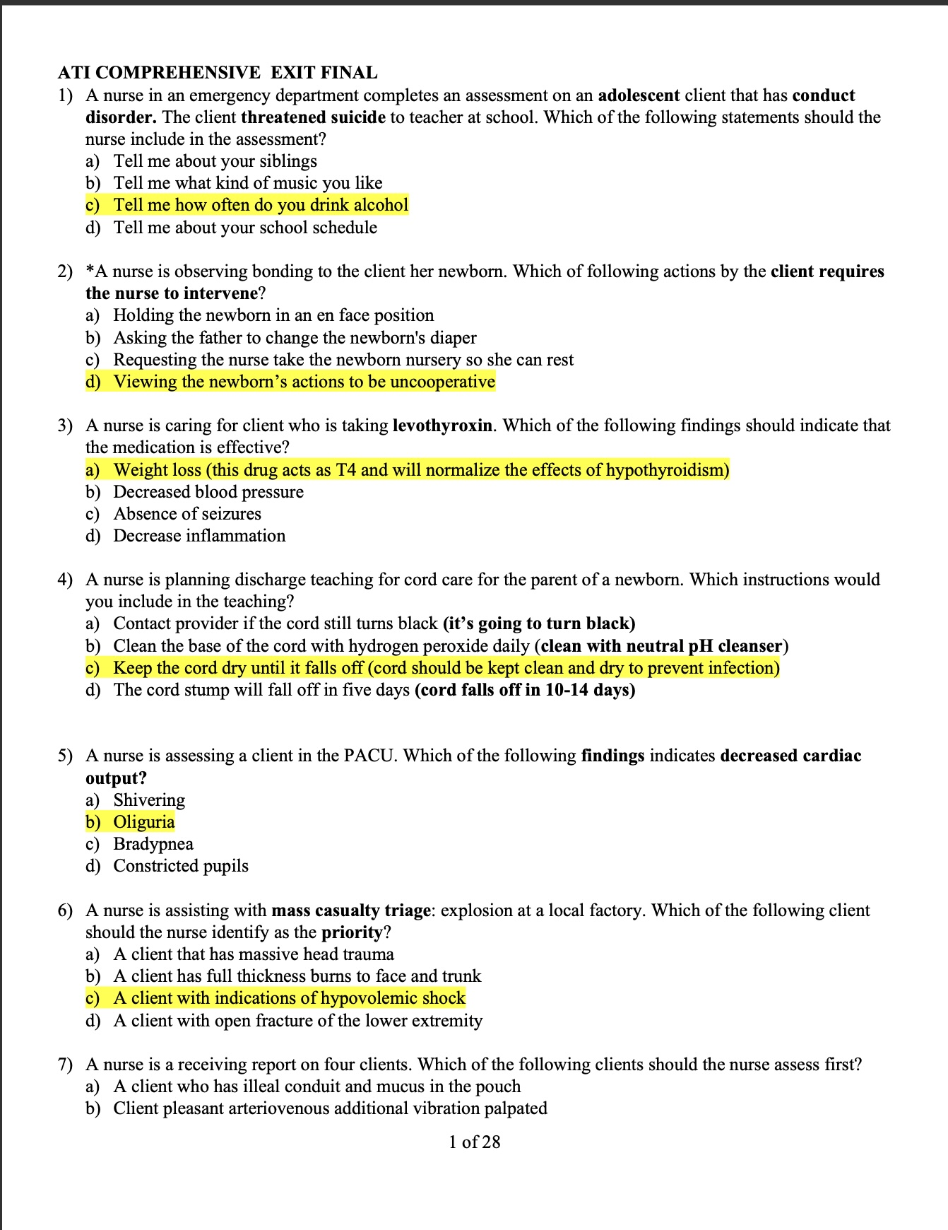 ATI Comprehensive Final Exam with Verified Answers